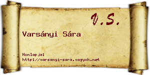Varsányi Sára névjegykártya